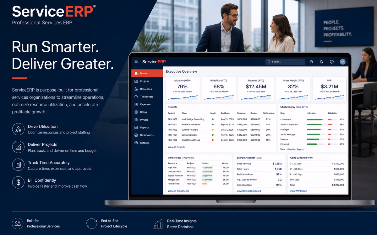 Professional Services ERP software preview