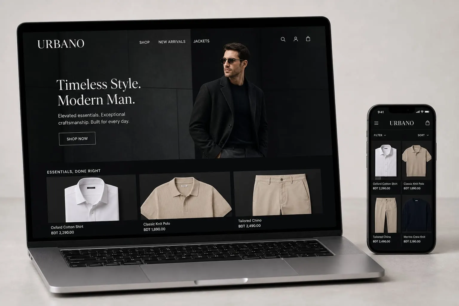 URBANO Menswear website template preview