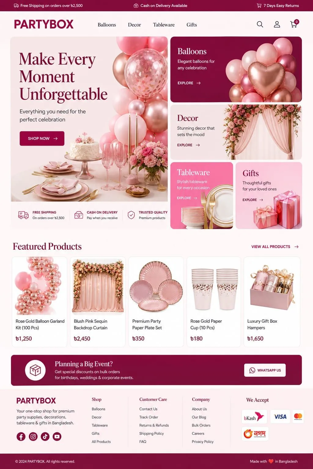 PARTYBOX Homepage page