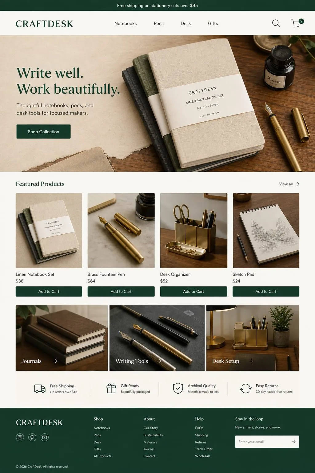 CRAFTDESK Homepage page
