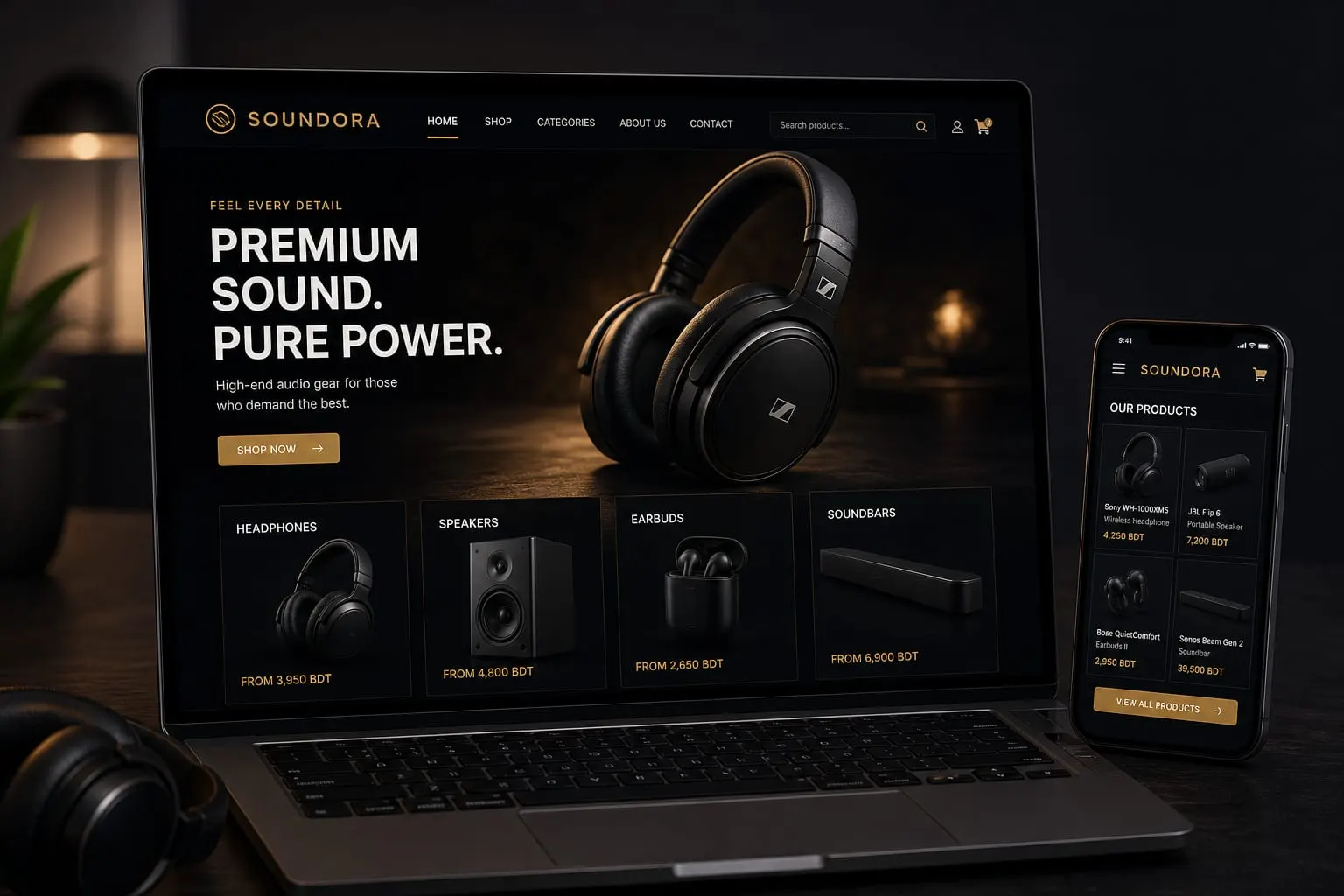 SOUNDORA website template preview