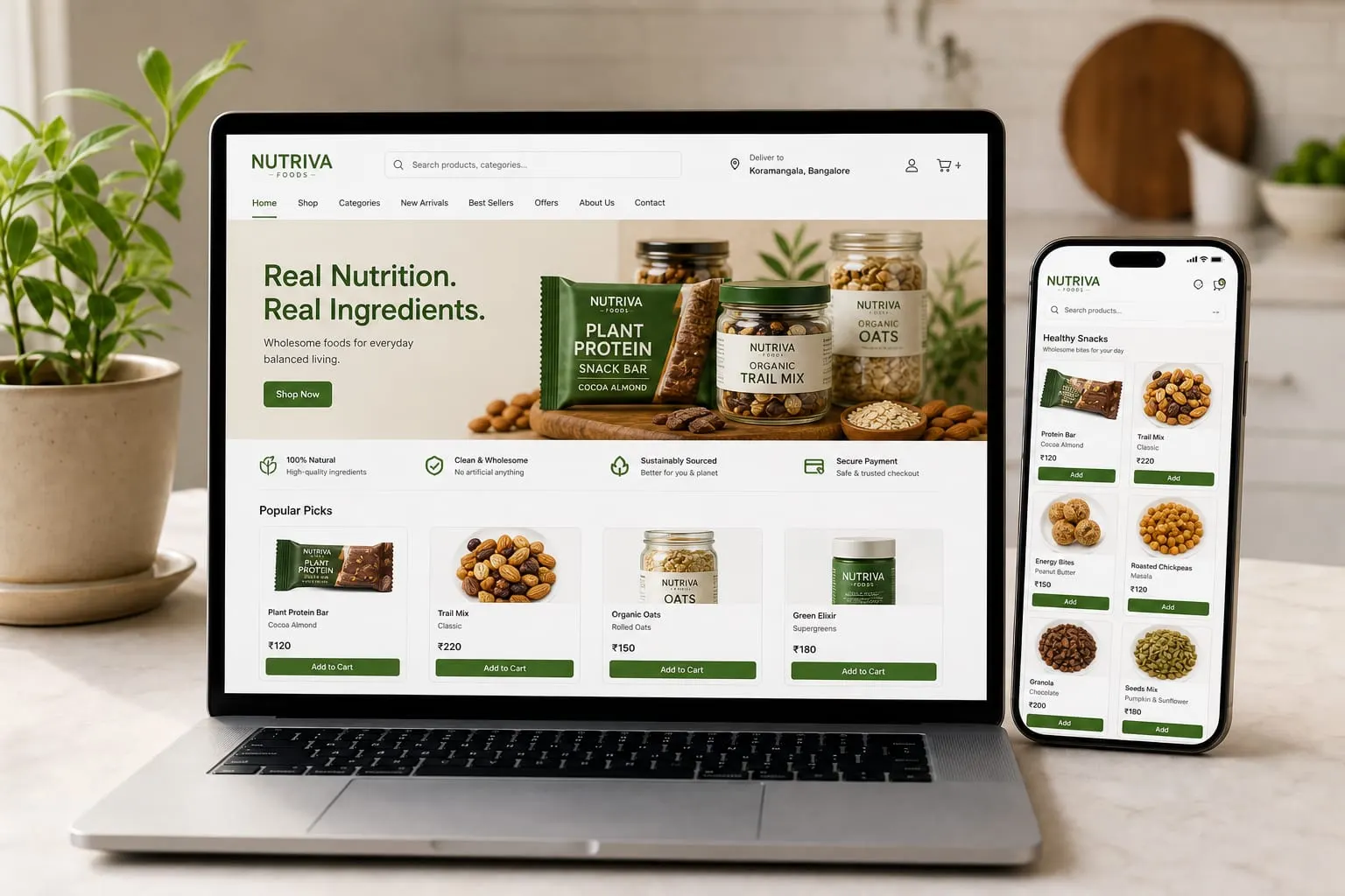 NUTRIVA Foods website template preview