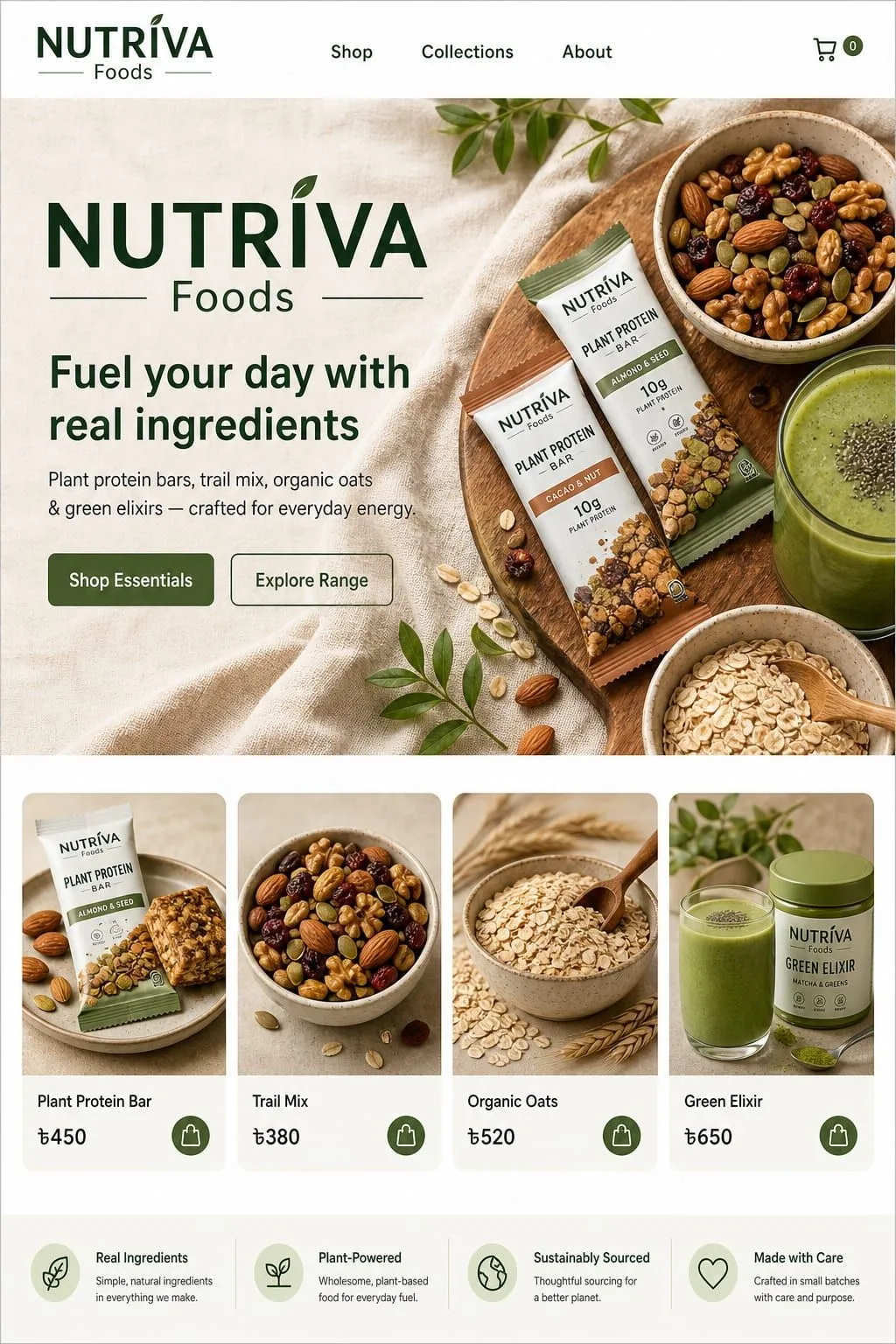 NUTRIVA Foods Homepage page
