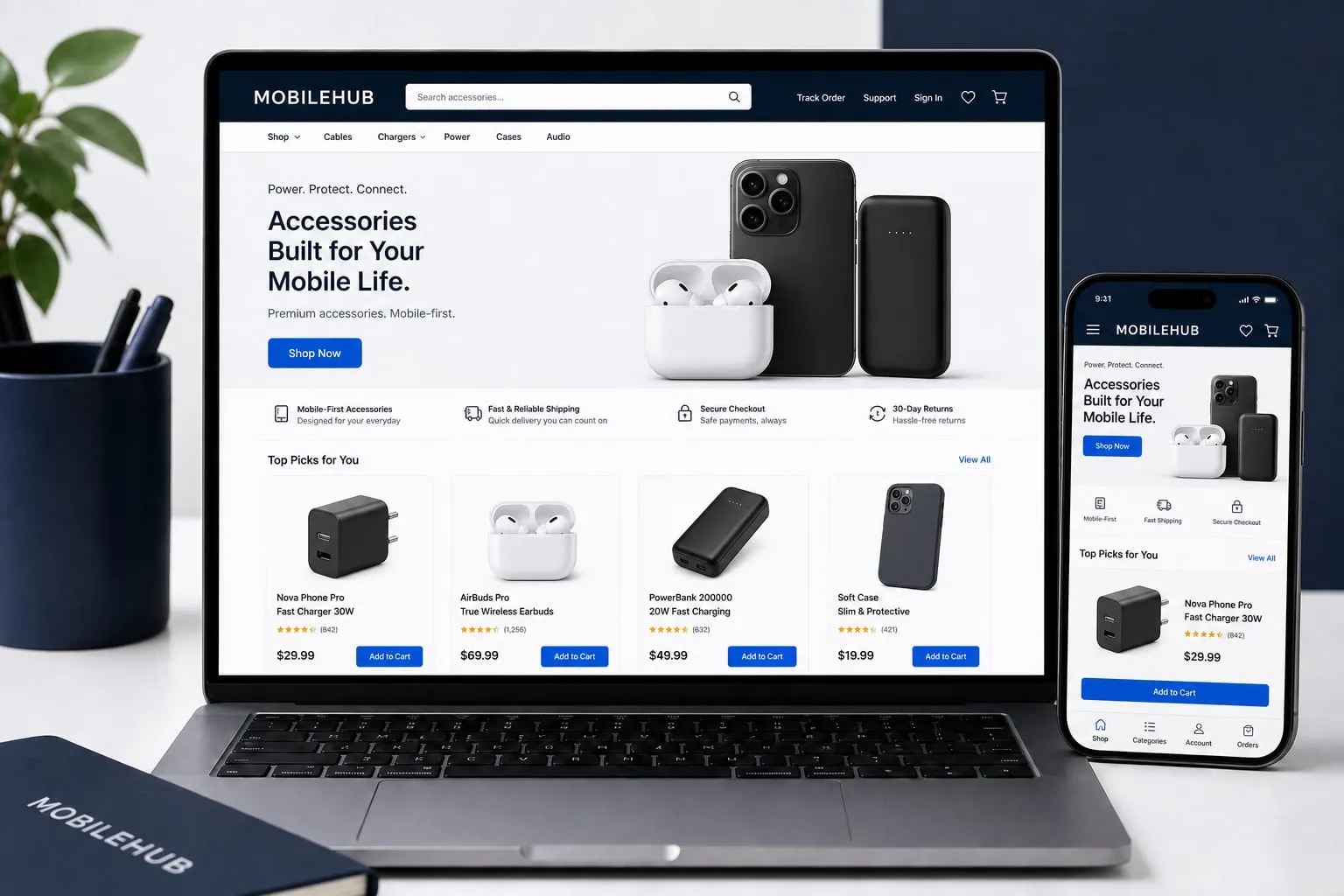 MOBILEHUB website template preview