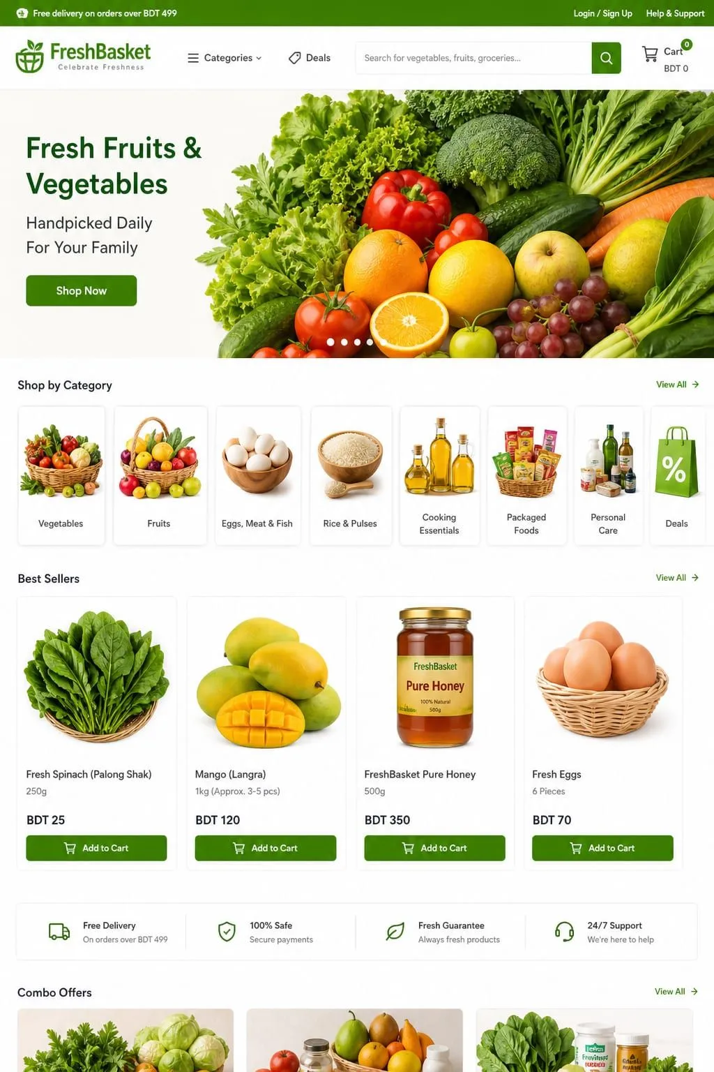 FreshBasket Homepage page