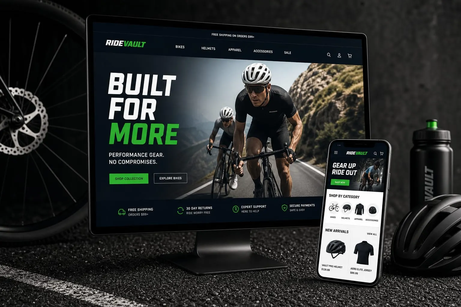 RIDEVAULT website template preview