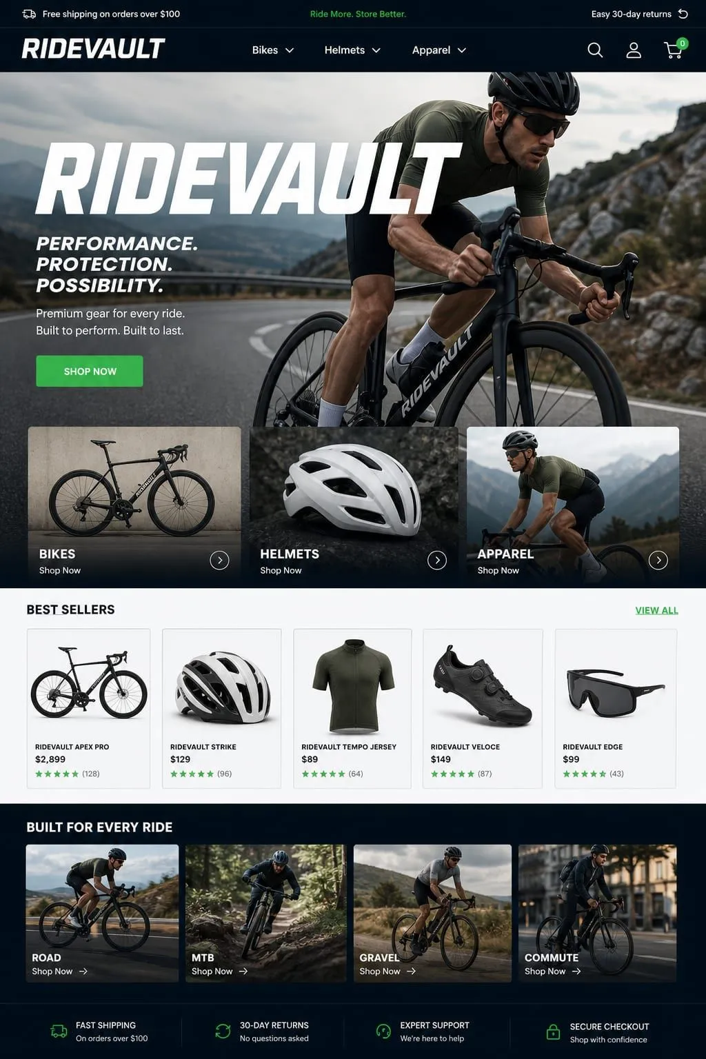 RIDEVAULT Homepage page