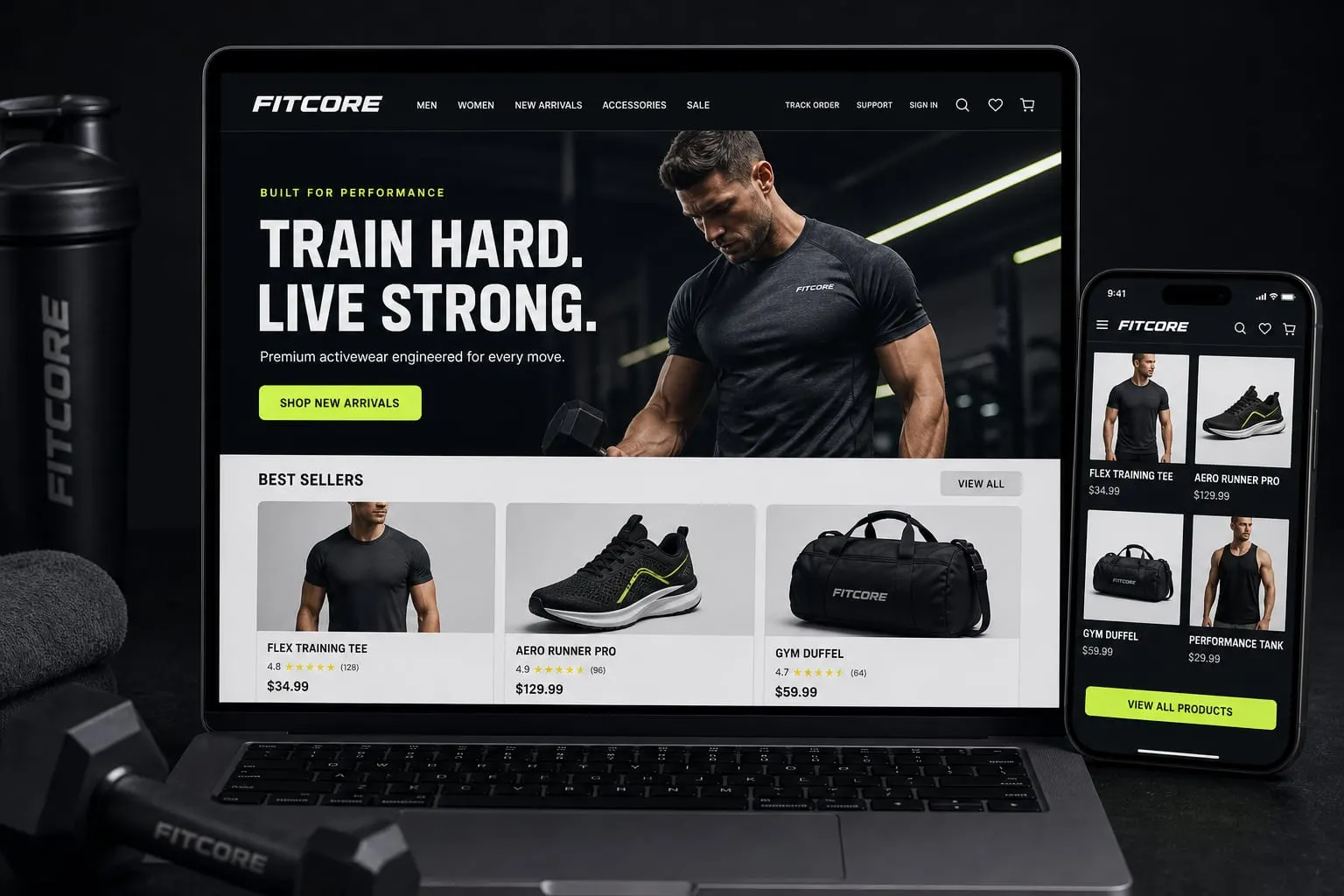 FITCORE Activewear website template preview