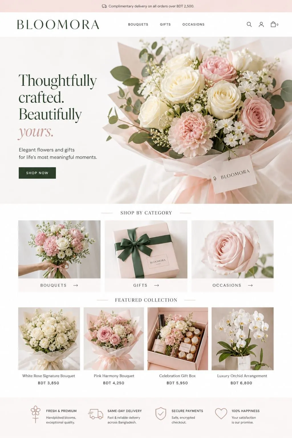 BLOOMORA Homepage page