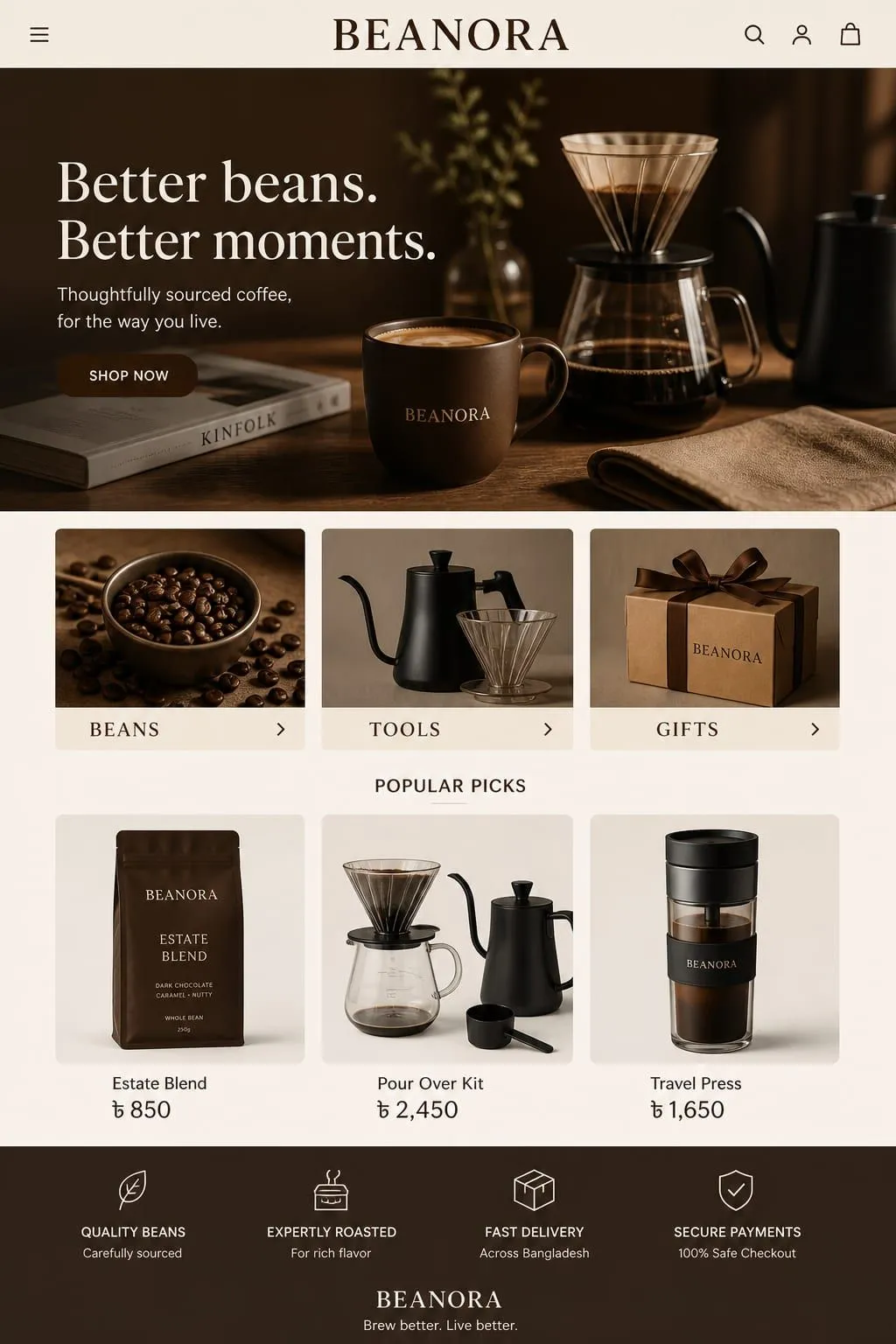 BEANORA Homepage page