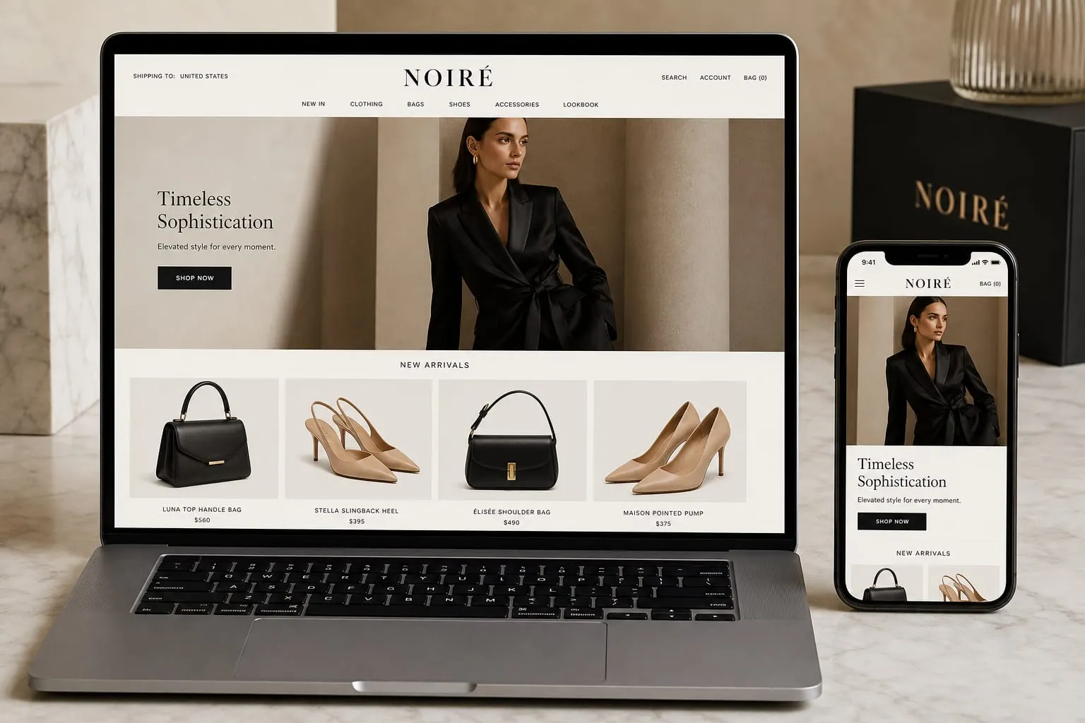 NOIRÉ Fashion website template preview
