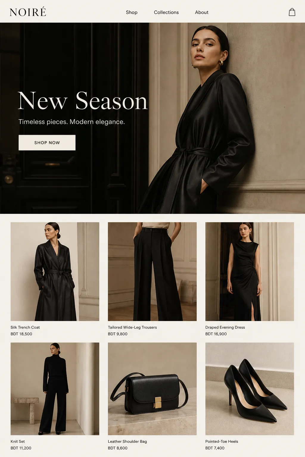 NOIRÉ Fashion Homepage page